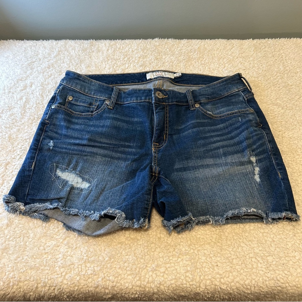 Torrid Dark Blue Distressed Jean Shorts